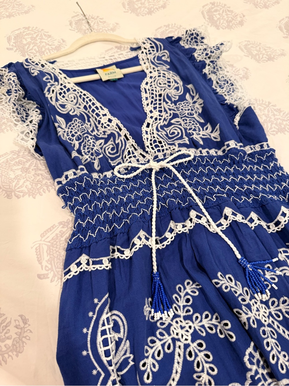 FARM Rio Blue Maxi Dress with White Embroidery - Picture 7 of 7